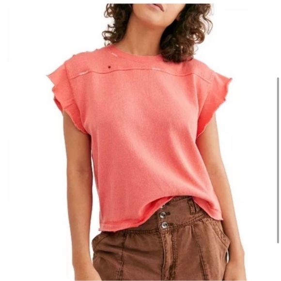 #1 NWT Free People distressed tee in sage green - Picture 3 of 5